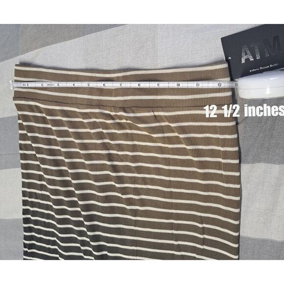 ATM Anthony Thomas Melillo XS Black Combo Dip Dye Slit Hem Striped Skirt - Picture 3 of 13